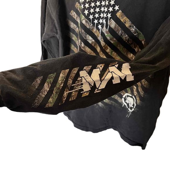 Metal Mulisha Size Large Black T Shirt American Flag Long Sleeve Cotton 90s - Picture 4 of 9